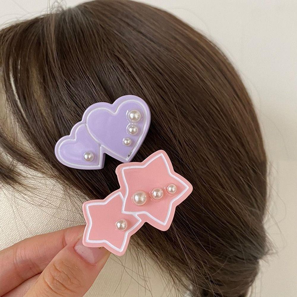 

Заколка для волос с бабочкой и сердечком на боку, заколка для волос с уксусной кислотой, простая заколка с жемчужной челкой на каждый день