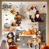 Waterproof Pumpkin Ghost Murals 4Pcs Halloween Cartoon Window Clings Scarecrow Stickers Fall Festival Ornaments Removable Decals for Home Storefront