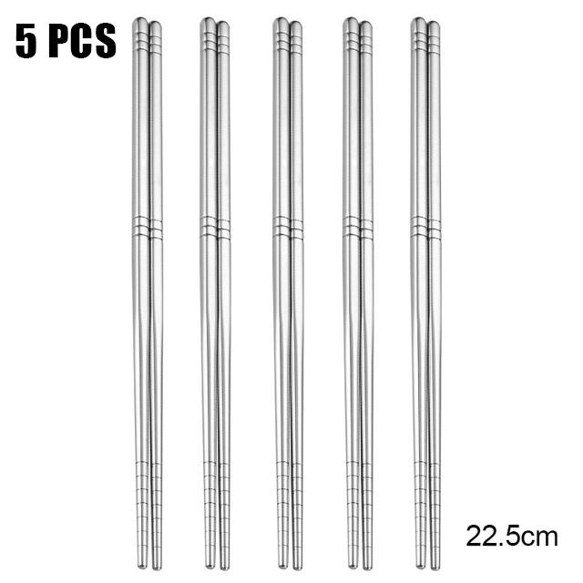 Reusable Sushi Chopsticks Set 304 Stainless Steel Non-Slip Japanese Food Chinese Korean Metal Chop Sticks Dishwasher Safe