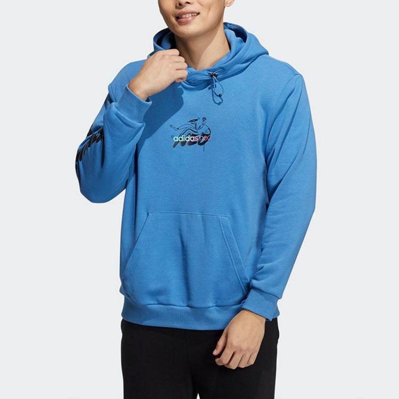 adidas Neo Men's Blue Graffiti Logo Alphabet Print Hoodie HH8981