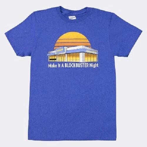 Blockbuster Video MAKE IT A BLOCKBUSTER NIGHT 100% Cotton T-shirt Mens Tees Top NWT Licensed & Official S