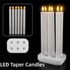 Remote Controlled LED Taper Candles Real Waxy Texture Flickering Effect Fake Candle Lights with Charging Station Timer Function
