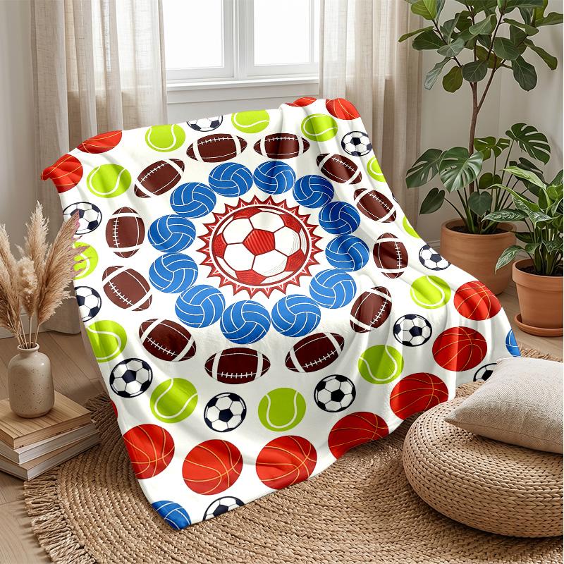 Sports Ball Pattern 7 Theme blanket Lightweight Warm Flannel Blanket Decorative Throw Blanket for Home Decoration