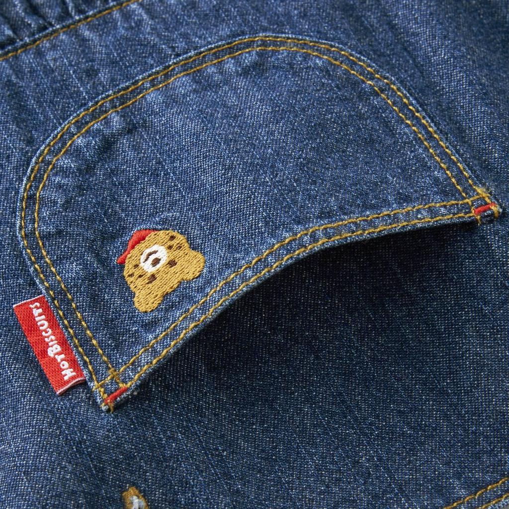 MIKIHOUSE HOT BISCUITS Denim Jumper Skirt for Girls, Indigo Blue, Size M (80-90cm), 70-1803-687