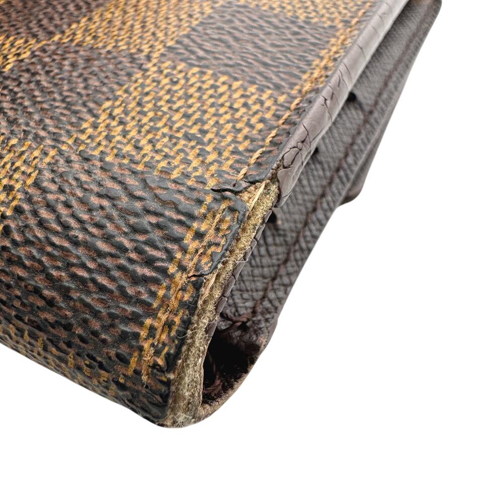 LOUIS VUITTON N61215 Trifold Damier leather Porte Tresor International Purse Brown leather unisex Used