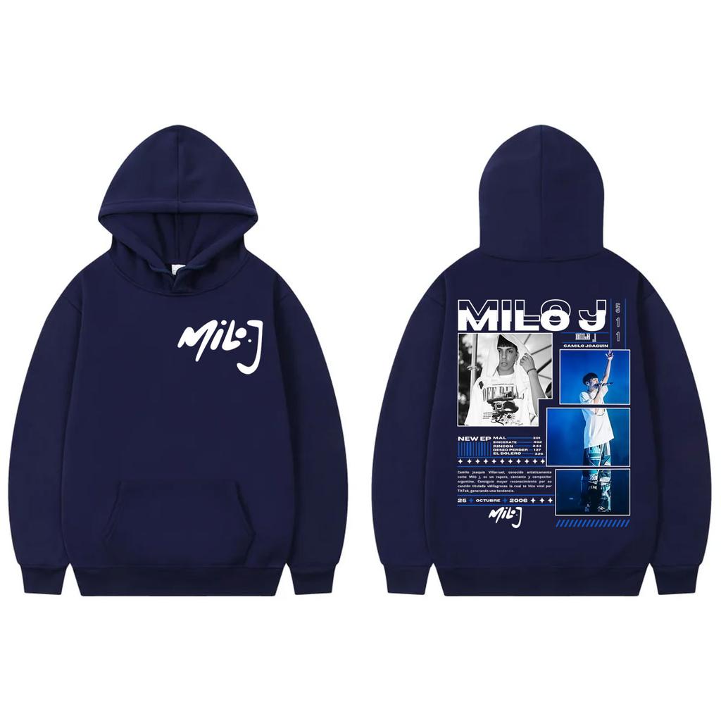 Rapper Milo J 511 Album Tour Graphic Hoodie Men Women Hip Hop Fashion Zip Up Sweatshirt High Quality Fleece Oversized Pullovers