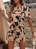 1116 European and American Spring and Summer New Hot-selling Women's Clothing Printed Short-sleeved Crew Neck Set