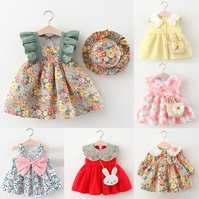37 farben Sommer Kleidung Baby Mädchen Strand Kleider Lässige Mode Druck Nette Schleife Blume Prinzessin Kleid Neugeborenen Kleidung Set