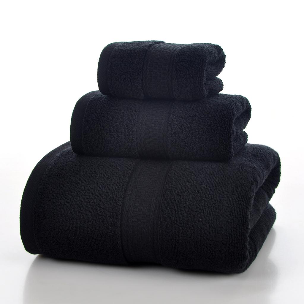 Style, plain cotton towel, three-piece household towel, soft and absorbent.