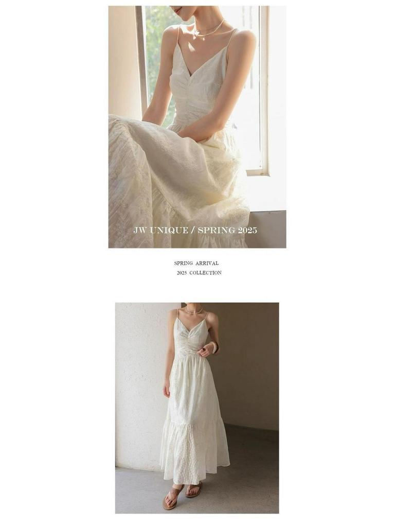 Off-White Spaghetti Strap A-Line Dress - Slim Fit, Summer 2026 Collection