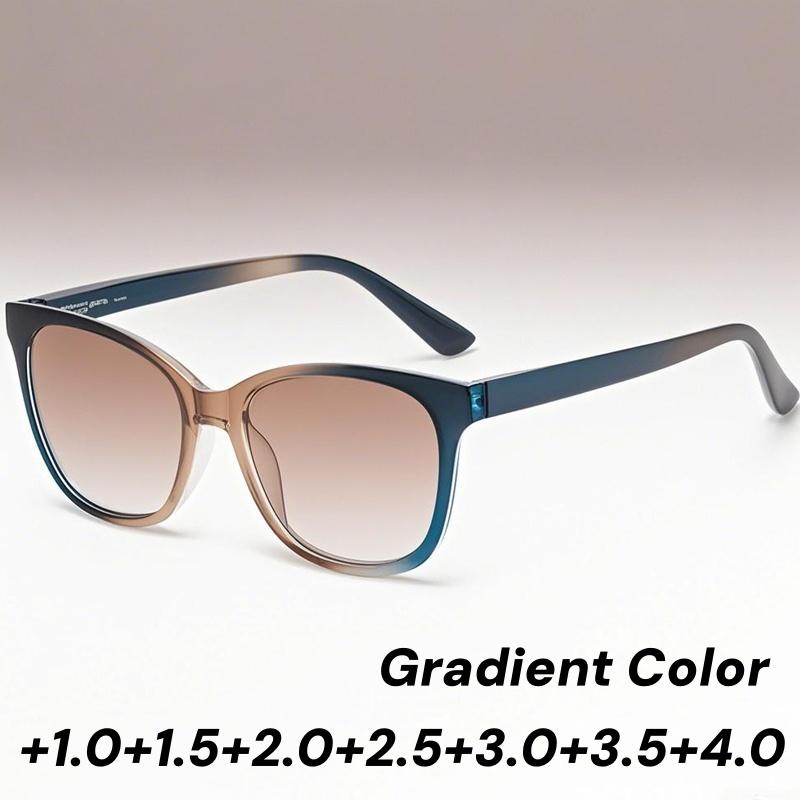 Men Women Gradient Color Reading Glasses Oversized Cat Eye High-definition Eyewear Vintage Retro Anti Blue Light Presbyopia