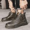 Autumn and Winter High-top Leather Boots, Work Boots, Motorcycle Boots, Vintage British Men's Shoes