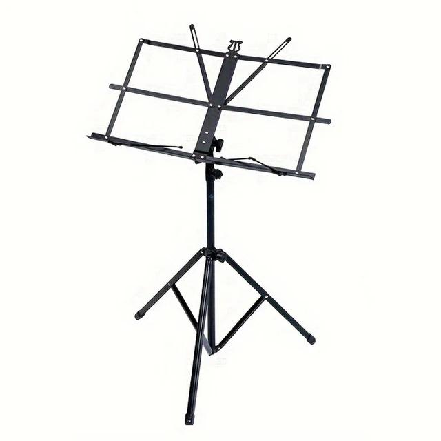 

Music Stand 2 in 1 Dual Use Folding Sheet Music Stand Desktop Book Stand Portable and Lightweight чёрный