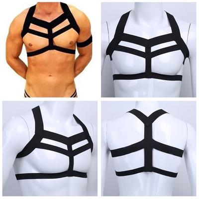Men/'s Faux Leather Armor Body Chest Harness Underwear Clubwear Halloween Costume