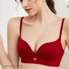 Glatte Unterwäsche Bequem und Sexy Gesammelter BH Anti-Erschlaffung Doppelreihig Nahtlos Roter BH