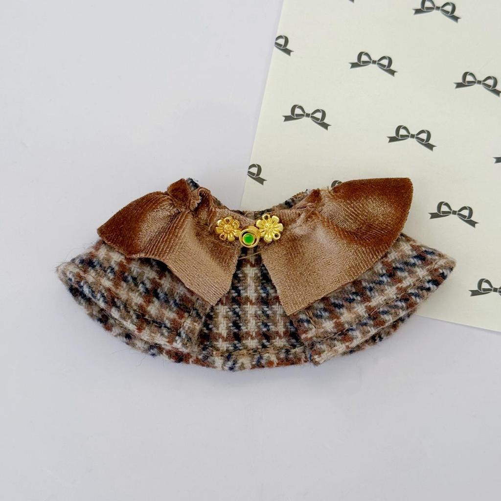 KT Fashion Long-Leg Doll Clothes: Plaid Cape & Retro Button British Style Set