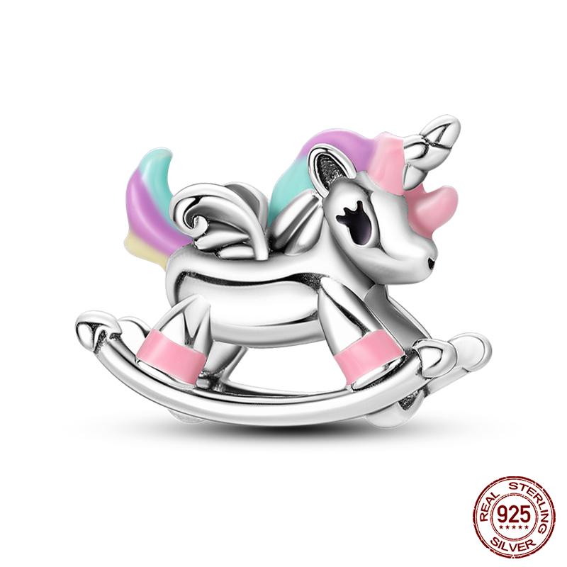 Real Copper Pink Rabbit Cat Dog Animal Charms Beads Fit Qikaola Original Bracelets Diy Birthday Jewelry Making