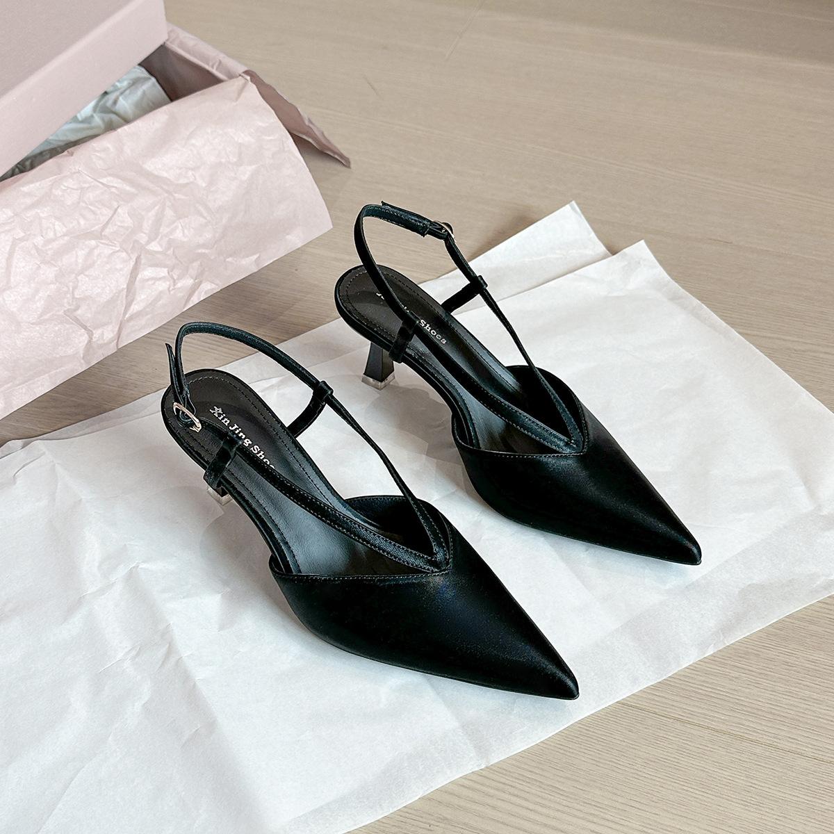 

699-117 Sexy V-shaped thin strap pointed high heels single shoes New temperament thin heels single shoes empty high heels women 35