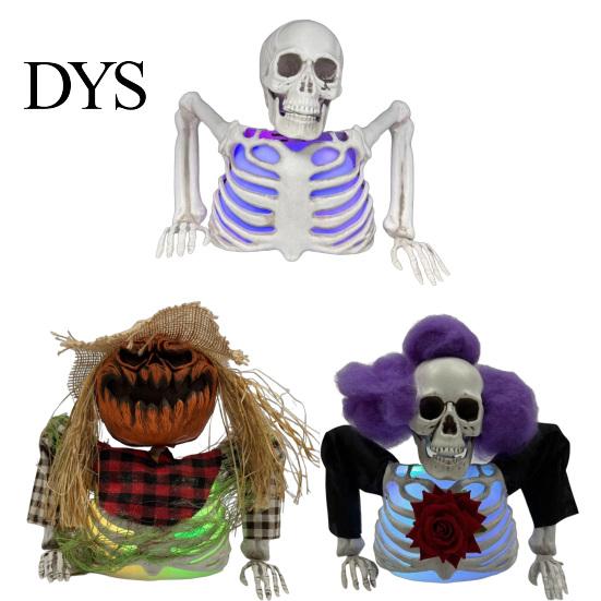 Color Changing Night Light Halloween Skull Candle Lantern with LED Lights, Realistic Bone Texture Flameless Lamp for Indoor And Outdoor Decorations