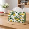 2D Flat, 1pc Fresh Yellow Lemon Pattern Printed Tissue Box, Polyester Material, Modern Fashion Design, 2D Flat Printing, Suitable for Home Decor, Livi