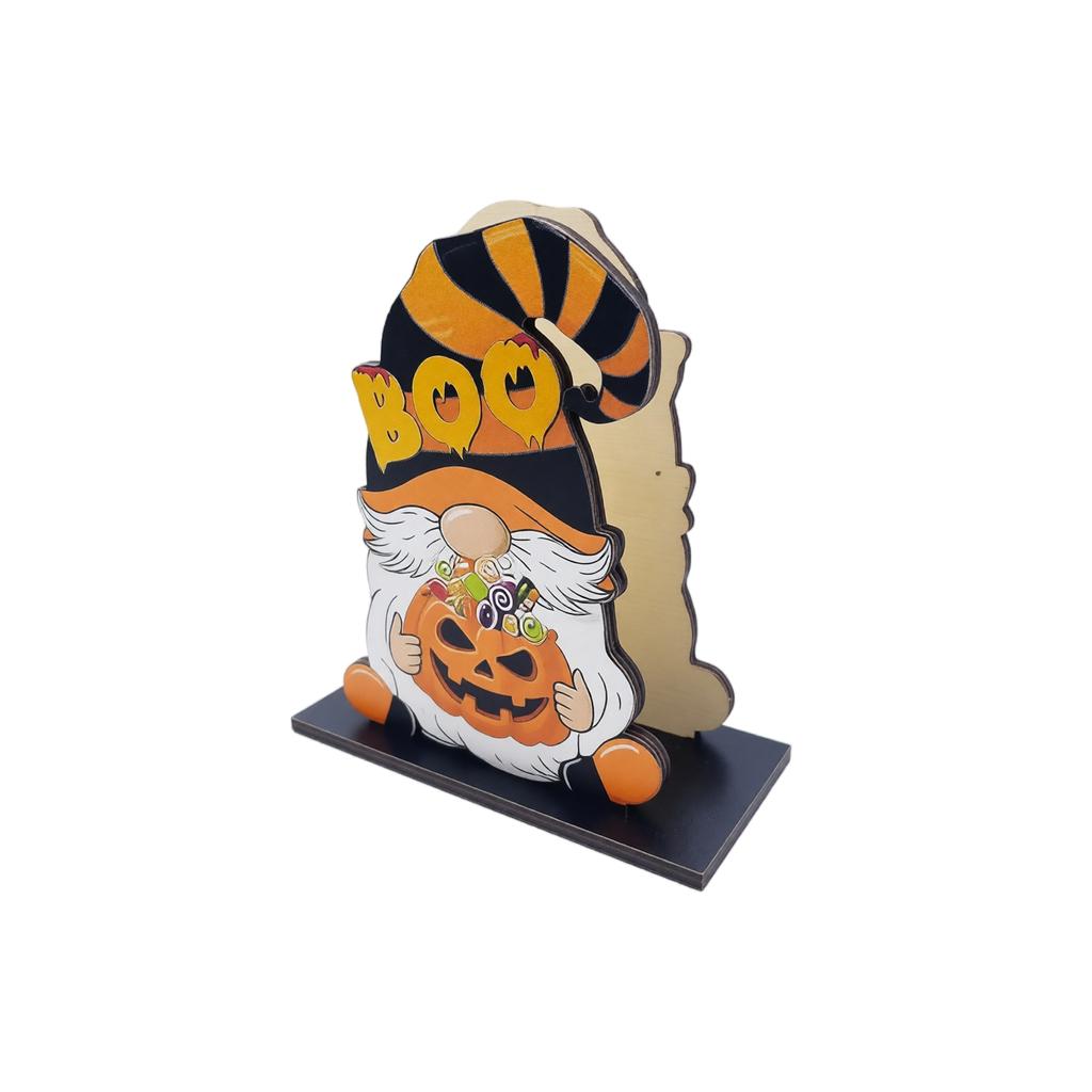 Wooden Halloween Ghost Pumpkin Napkin Holder Table Napkin Dispenser and Holiday Decorative Figurine Two In One Design for Seasonal Home Decor