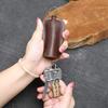 Elastický držák na klíče z pravé kůže Retro pouzdro z hovězí kůže Výsuvný držák na klíčenky Pouzdro