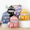 Five-Piece Backpack Set Women's Color Block Backpack Student Schoolbag Large Capacity Backpack