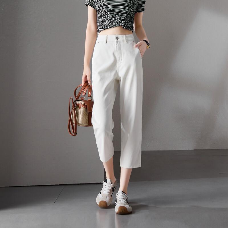 SOFSIL Women s Slim-fit Cropped White Jeans 27/M