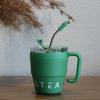 480ml Portable Coffee Mug with Straw Lid Stainless Steel Thermos Mug for Cold Drinks Water Tea Milk Cups Outdoor Bottle