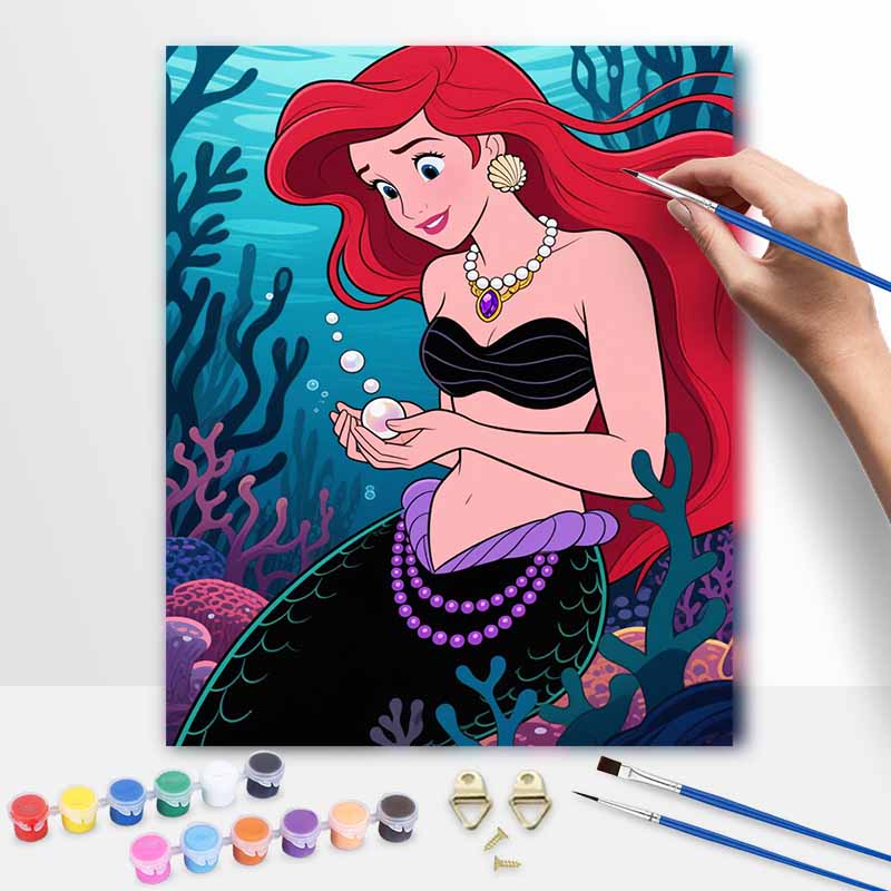 Disney The Little Mermaid Ariel oil painting art kit handmade painting diy home decoration 20x30cm