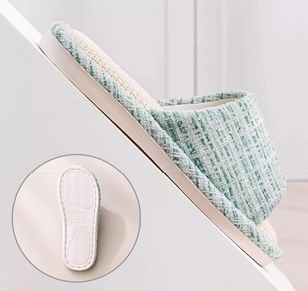 JIQAUCO Indoor House Set of for Nordic Solid Room Office Guest Slippers Slippers, 4, Guests, Style, Washable, Stylish, Cotton-Linen, Open-Front,