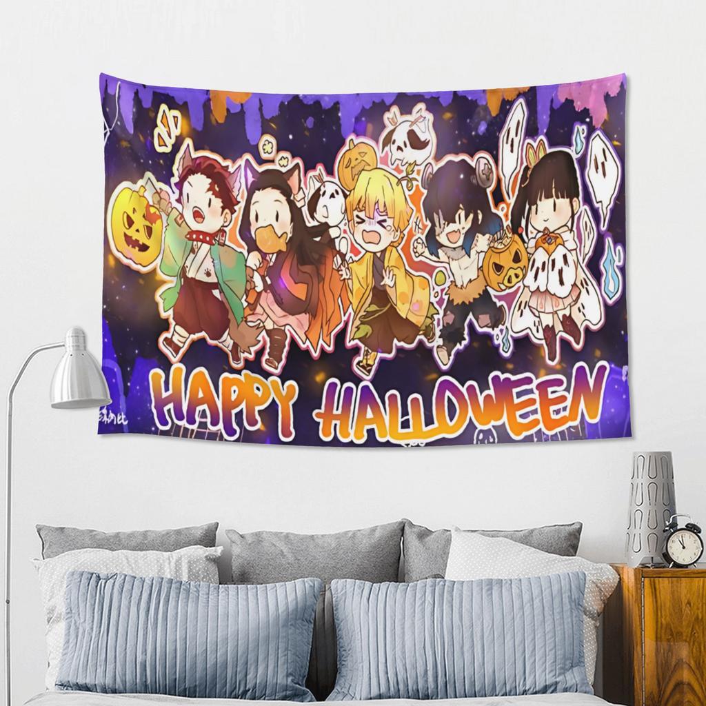 Halloween Demon Slayer Cutecore Tapestry Wall Hanging Blanket Tapestry Home Decor Items Wall Decorations
