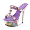 Women's Platform Sandals Gold Rivet Sexy Clear Platform Sandals Crystal Flower Sandals LFD-190-38