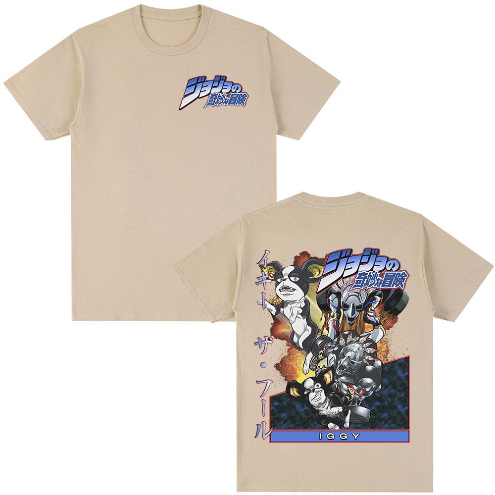 Anime JoJo Bizarre Adventure Iggy Manga T-shirt Grafiche Uomo Donna Abbigliamento Moda Casual Larga Maniche Corte T-shirt Top