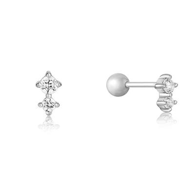 [Ania Haye] Funkelnder Doppelstein Hantel Einzel 925 Silber Einseitiges Piercing E035-07H