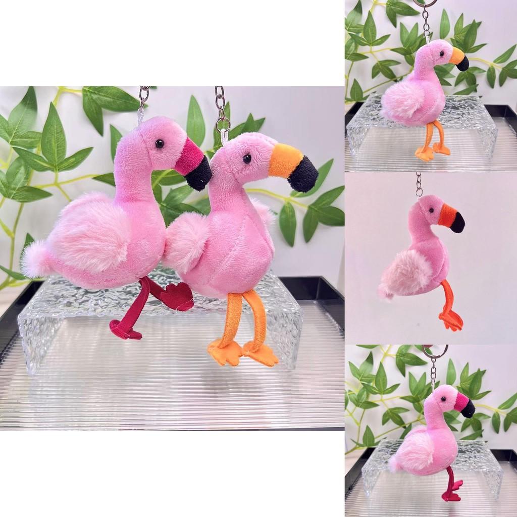 Lively Flamingo Plush Toy Hanging Keychain In Red Yellow And Orange Shades