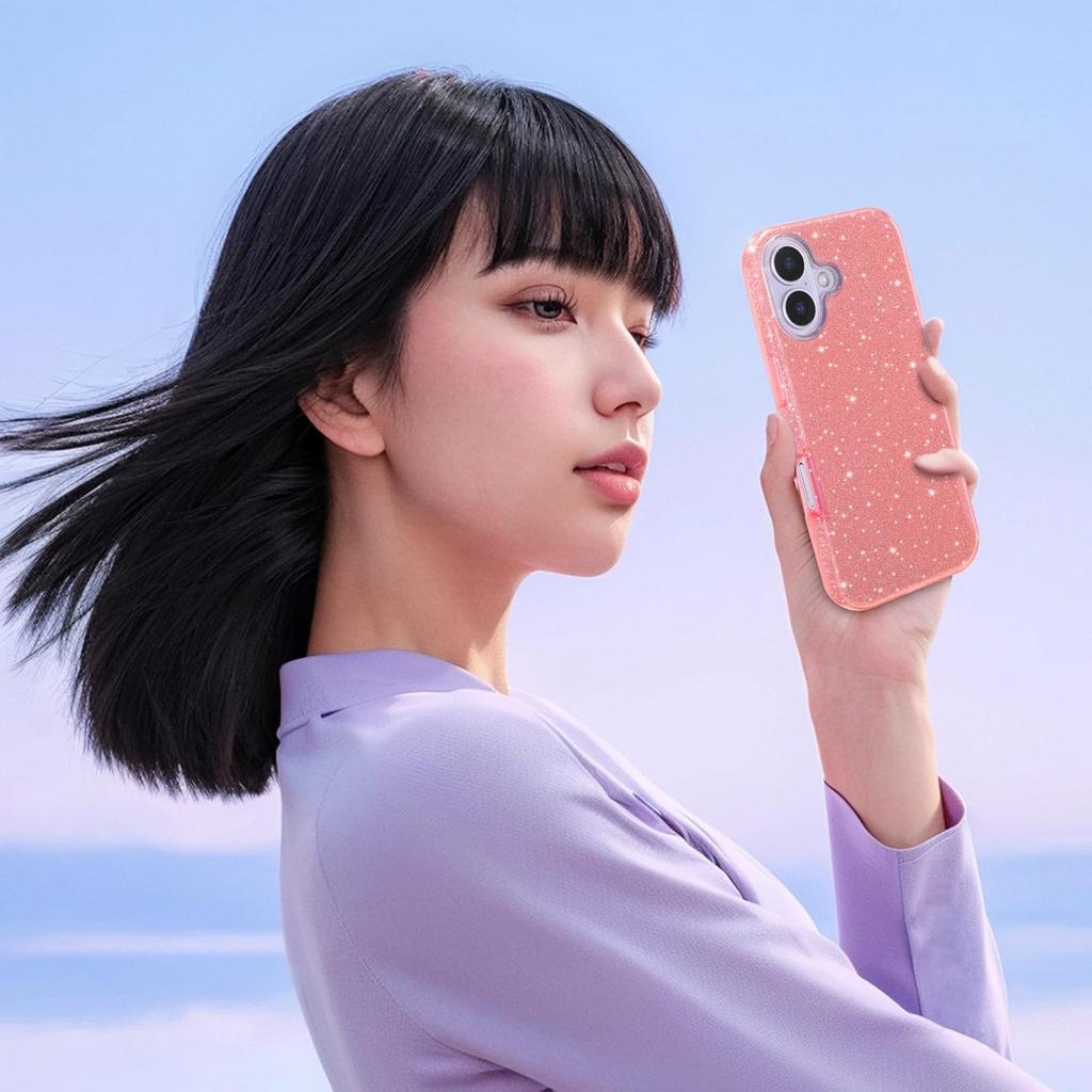 Glitter Case for Iphone 17 Air 16E 16 E 15 Pro Max 14 Plus 13 Mini 12 11 X Xs Xr Se 2022 2020 8 7 Phone Cover Pink Luxury Shiny Sparkle Bling Sparkly