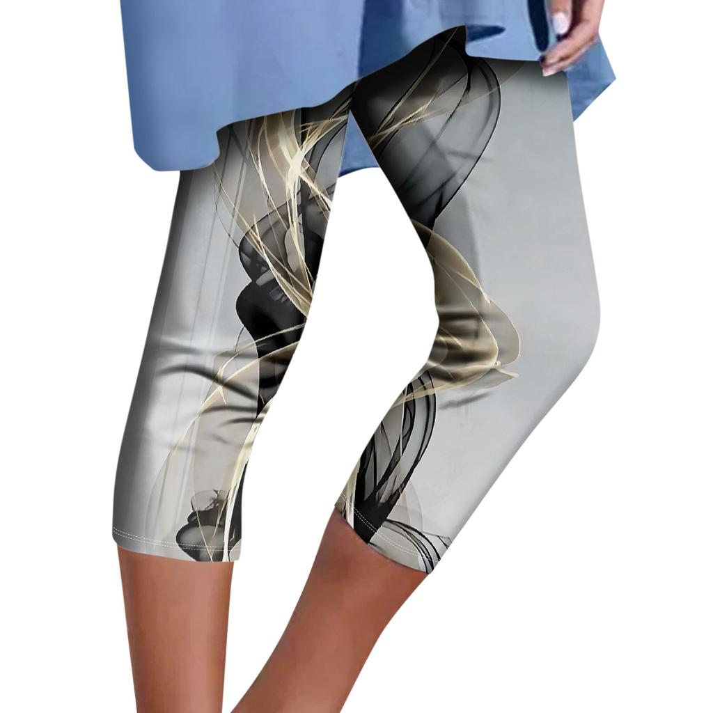 Women's Fashion Casual Outer Bottoming Trousers Vintage Floral Print  Seventh Trousers