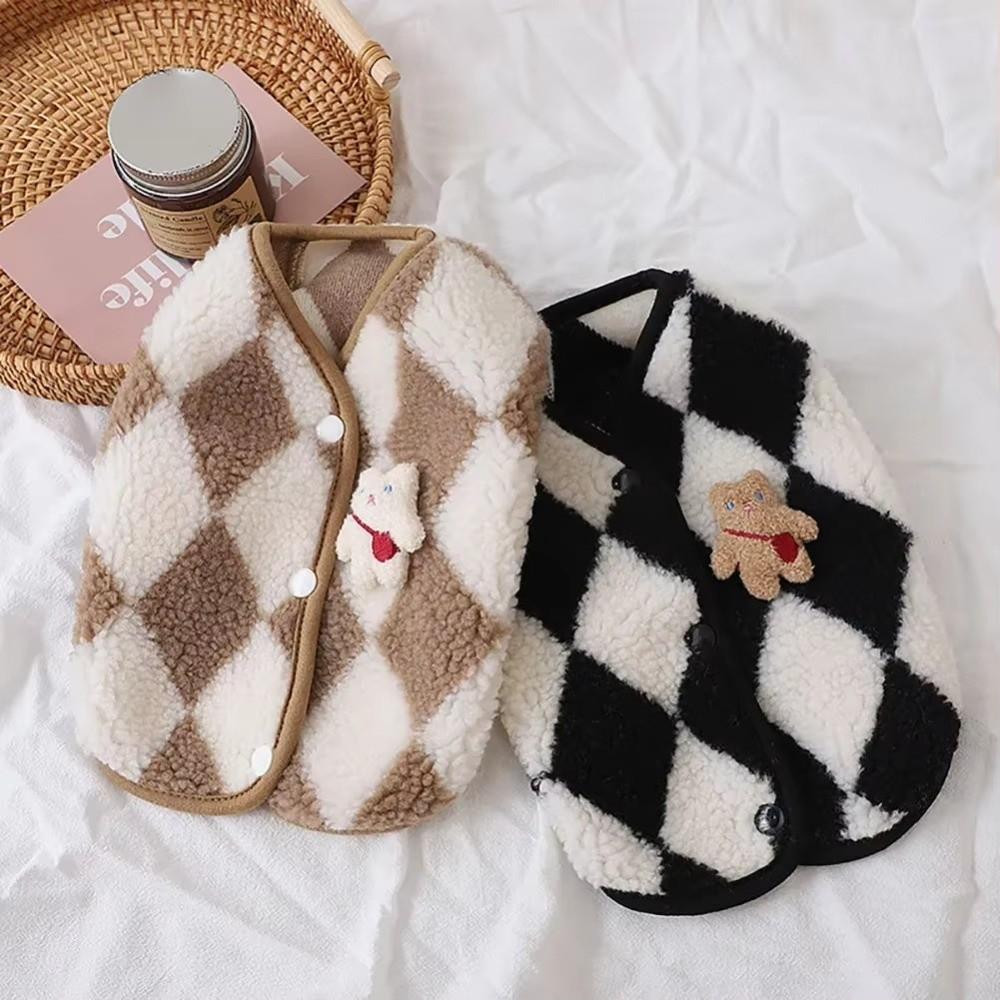 Winter Warm Pet Puppy Clothes Plaid Fleece Bear Vest Dogs Clothing For Cats Dogs