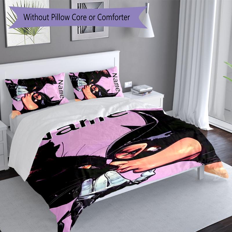 3pcs Custom Name Batman Set,Includes 1 Duvet Cover and 2 Pillowcases,All-season Bedroom Decor