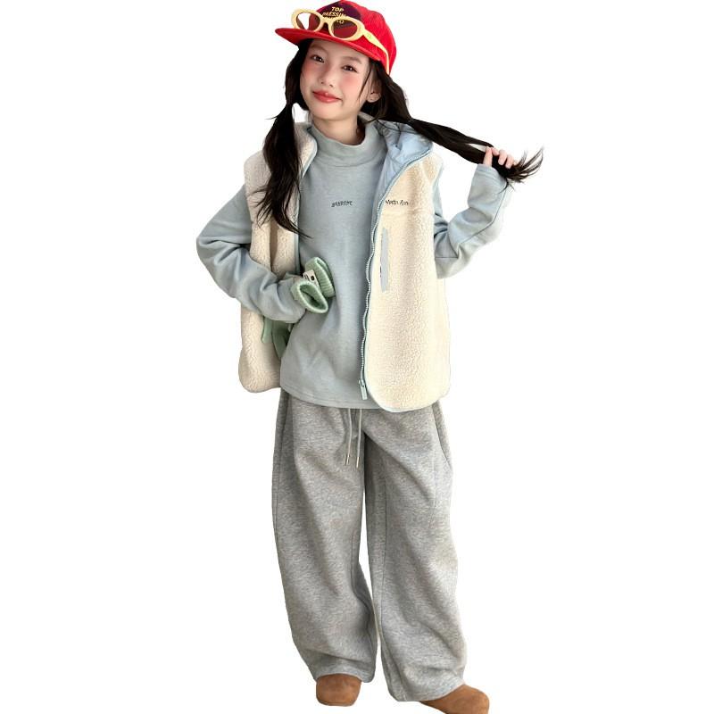 Kids Girls Fleece Vest Warm Winter Zip Up Jacket Trendy Outerwear