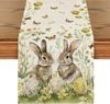 Osterhase Eier Schmetterling Floral Leinen Tischläufer Feiertagsparty Deko Frühling Küche Esstisch Läufer Osterdekorationen