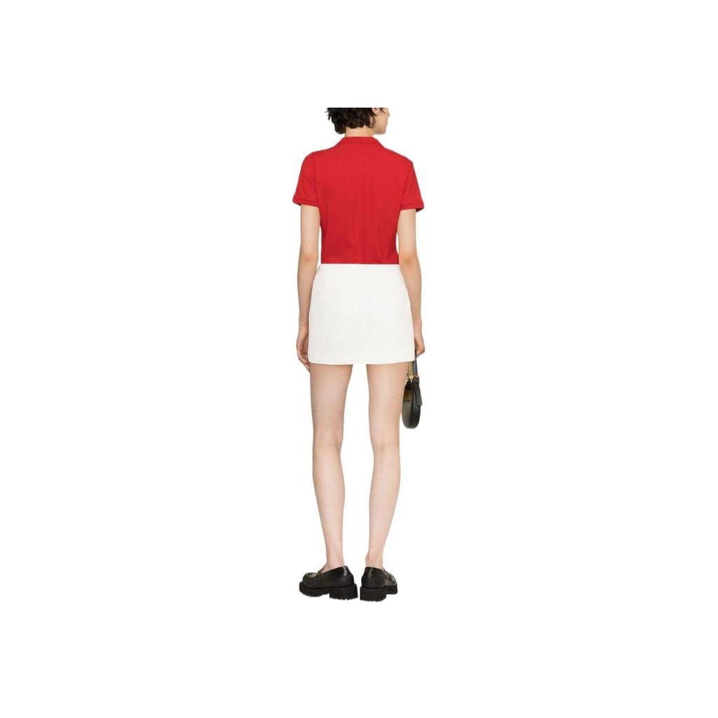 Polo Ralph Lauren SS23 Solid Color Single-Breasted Straight Fit Casual Short Sleeve Polo Shirt Women tops Red 211870245-004