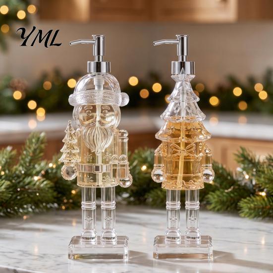 Modern Bathroom Accessories for Christmas Theme Hand Soap Dispenser, Nutcracker/Santa/Snowman/Cookie Man/Christmas Tree Shape, 55 Ounce Santa