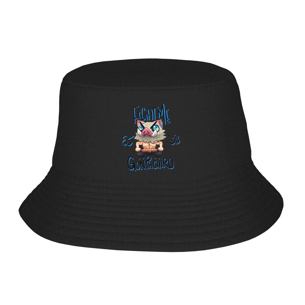 Pig Assault Bucket Hat Spring Picnic Headwear Inosuke Demon Slayer Anime Fisherman Caps for Outdoor Sport Unisex Bob