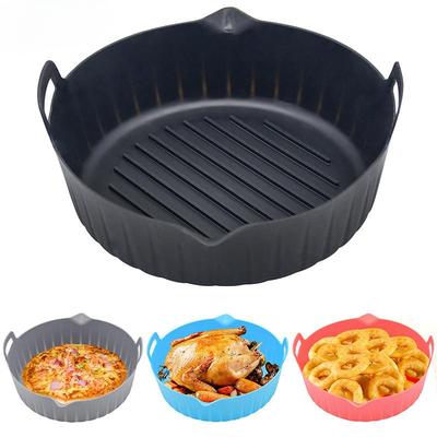 Thickened Round Air Fryer Mat Silicone Baking Pan Inner Liner Baking Pan Multi-functional Heat Insulating Silicone Tray
