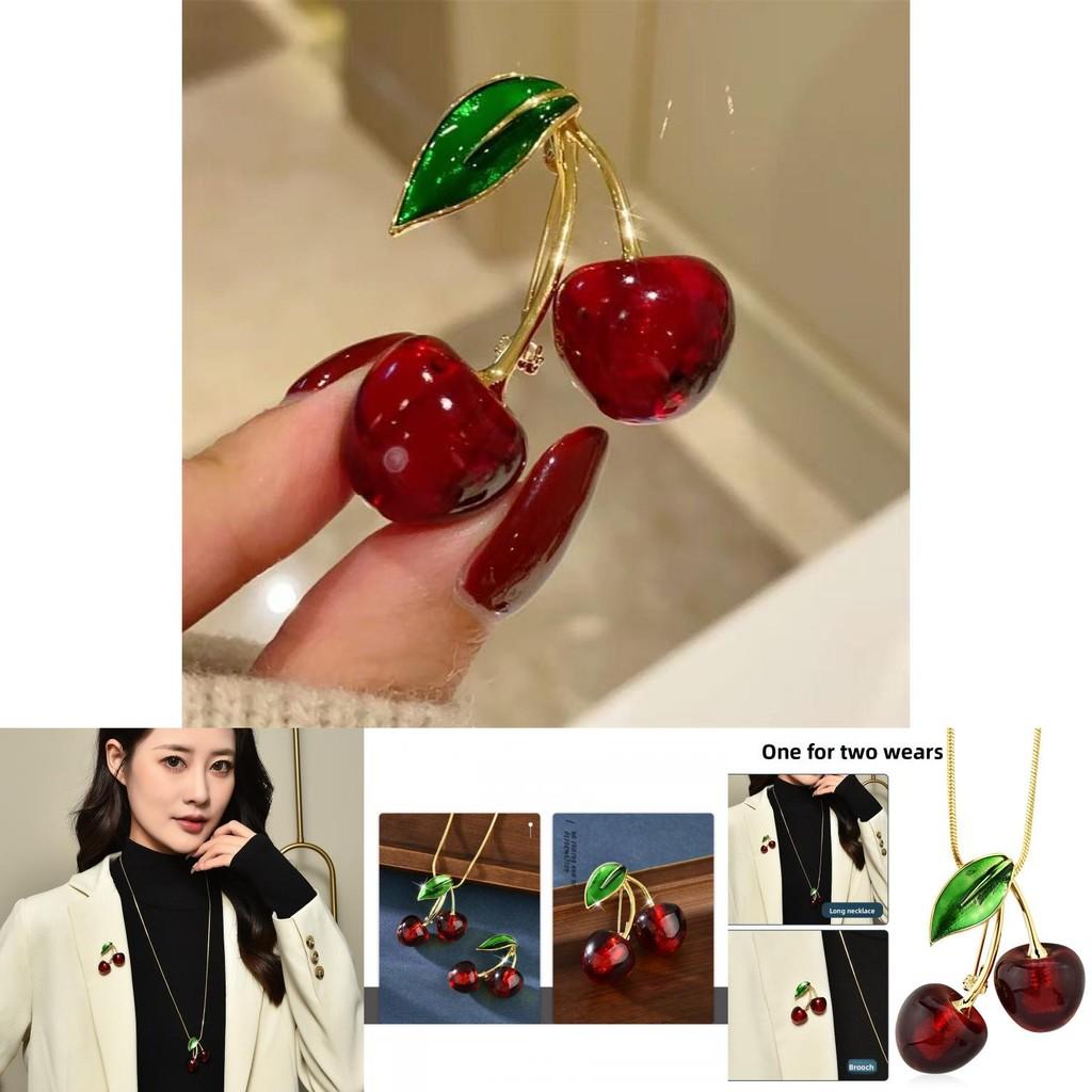 Chic Snake Chain Cherry Necklace For Women Featuring Stunning Artificial Gemstone