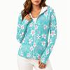 Women's Lightweight Hooded Sun Protection Jacket Full Zip Long Sleeve with Pockets Floral Print Casual Outdoor Lightweight Cover Up