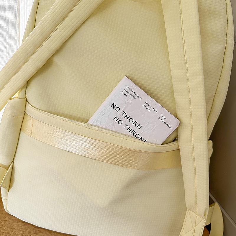 Solid Color Lightweight Nylon Junior Senior High School Schoolbag
