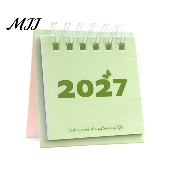 Morandi Color Table Calendar Mini Desk 2027, Jan. 2027 to Dec. Standing Flip Small Minimalist Office Stationery Desktop Calendar, 12 Monthly